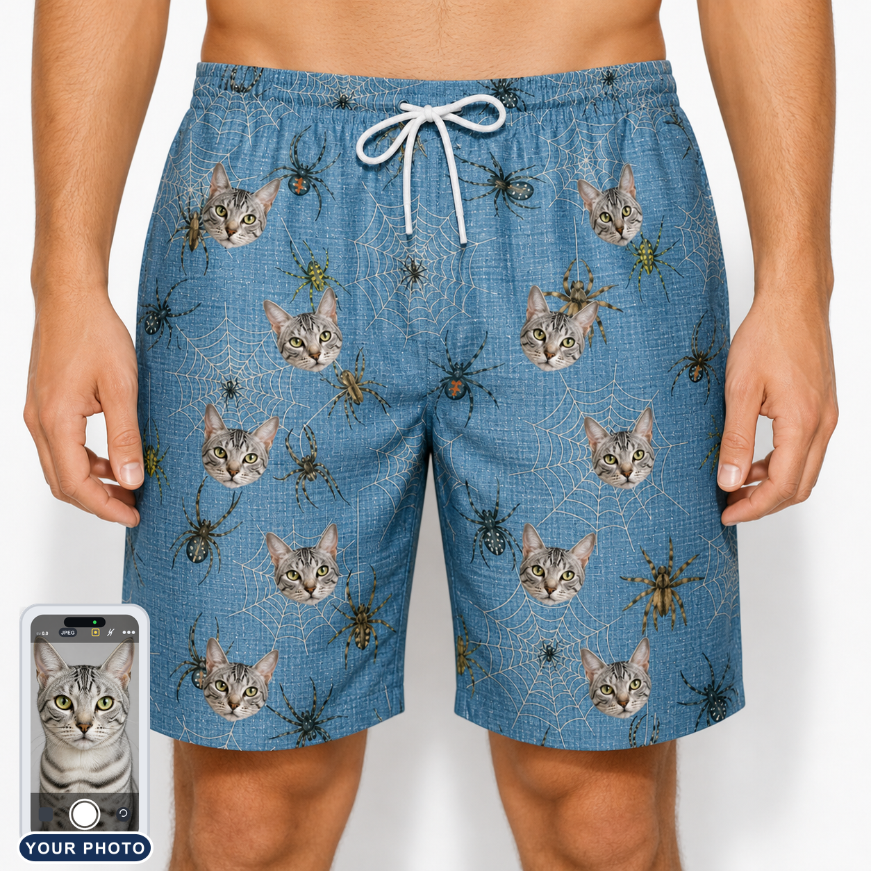 Men's Scuttle Sideshow Custom Cat Face Beach Shorts