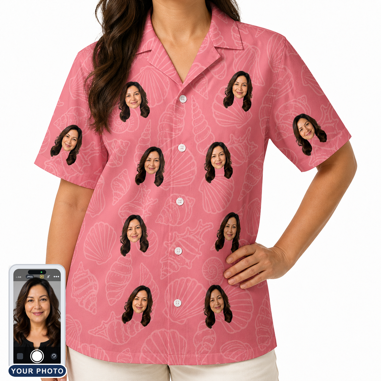 Women's Tidal Trinkets Custom Face Hawaiian Shirt