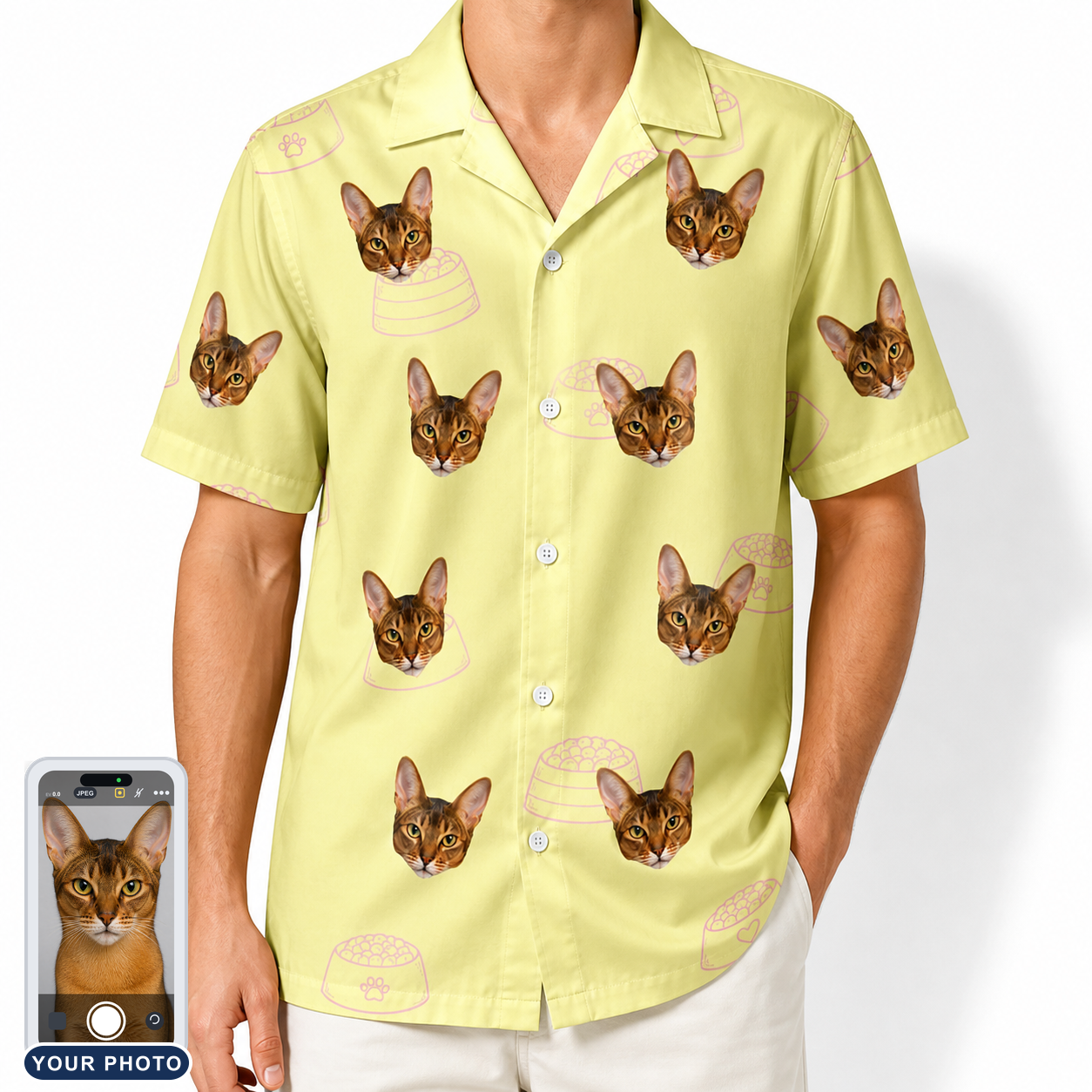 Men's Whisker Buffet Custom Cat Face Hawaiian Shirt