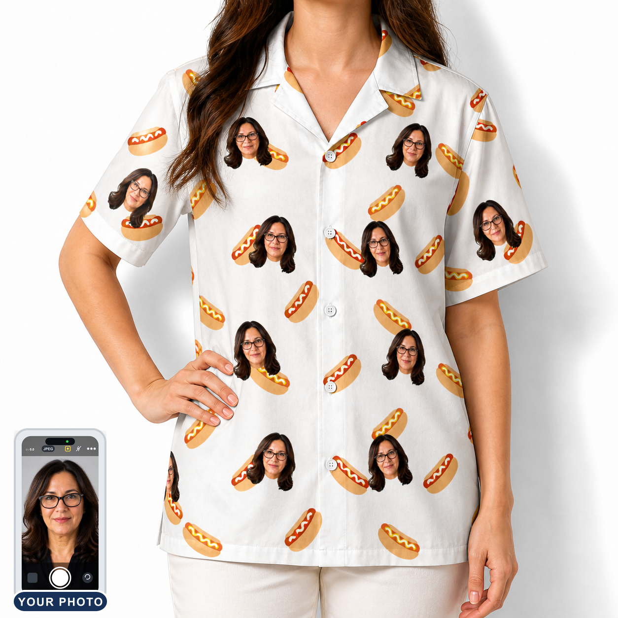 Women's Mustard Mingle Custom Face Hawaiian Shirt