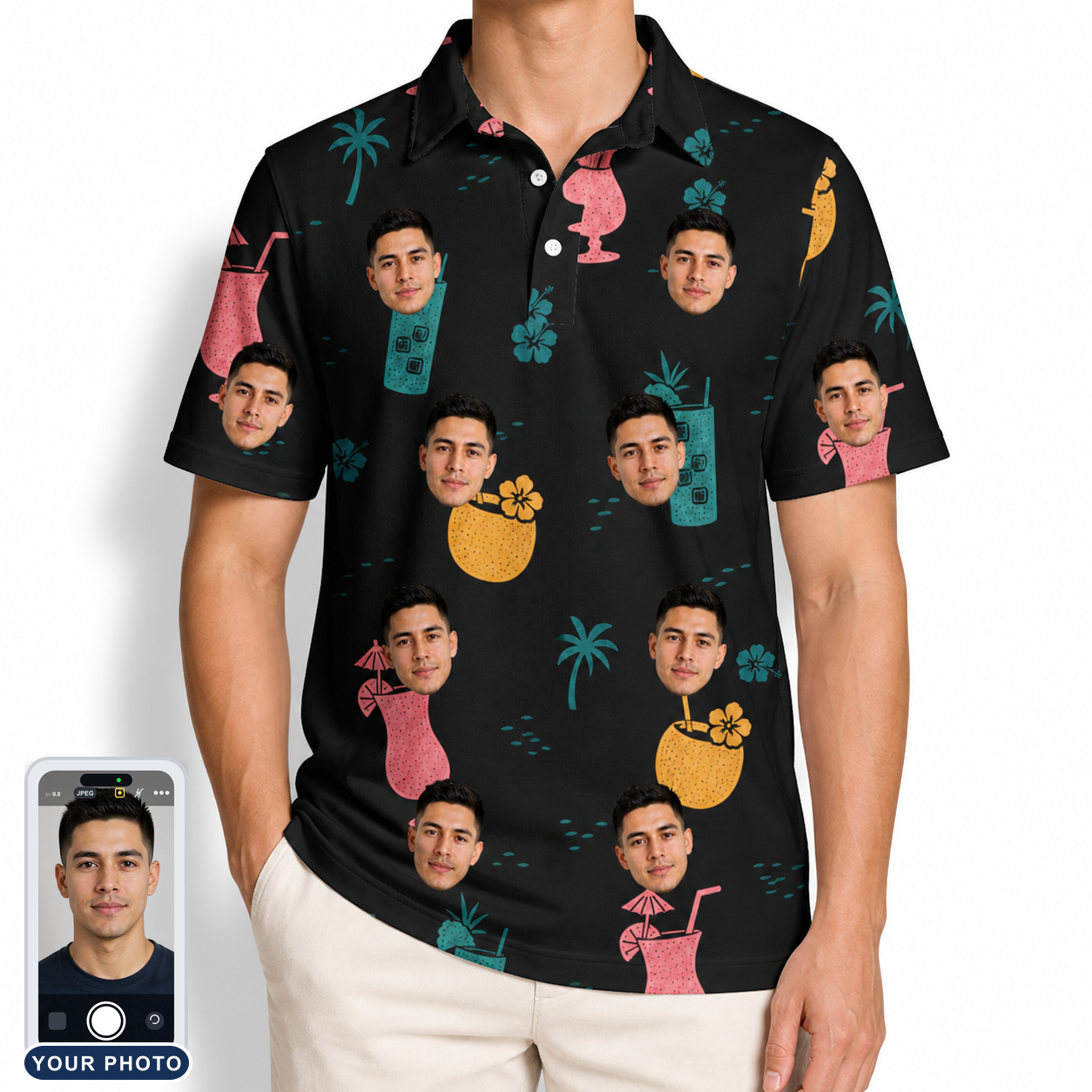 Men's Pour Decisions Custom Face Polo Shirt