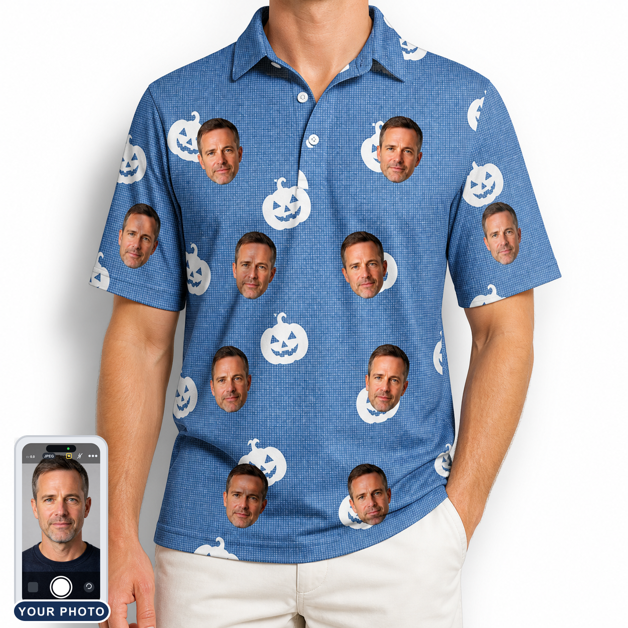 Men's Autumn Orbs Custom Face Polo Shirt