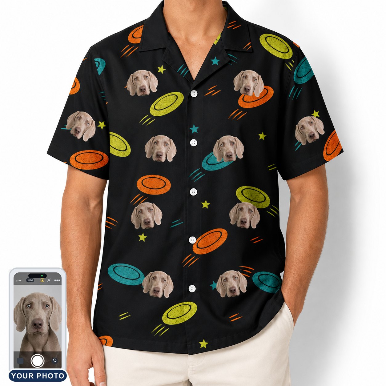 Men's Frisbee Flingers Custom Dog Face Hawaiian Shirt