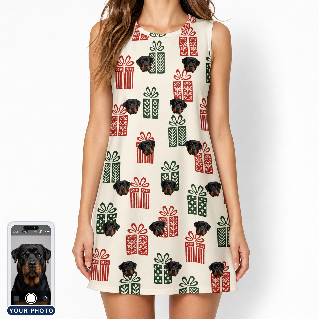 Women's Bowtiful Bundles Custom Dog Face Tank Dress