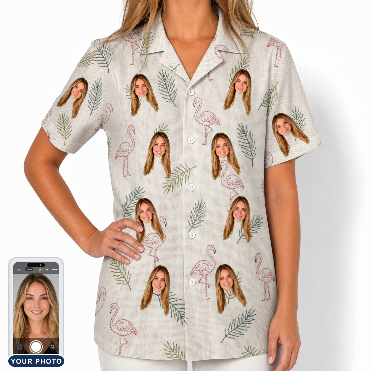 Women's Tropical Tippytoes Custom Face Hawaiian Shirt