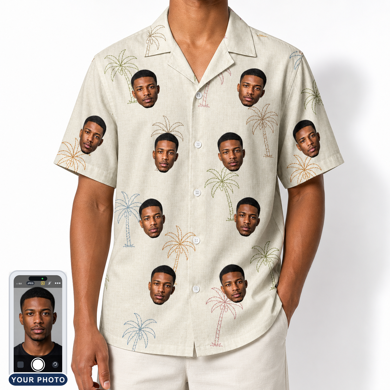 Men's Palm Pizzazz Custom Face Hawaiian Shirt