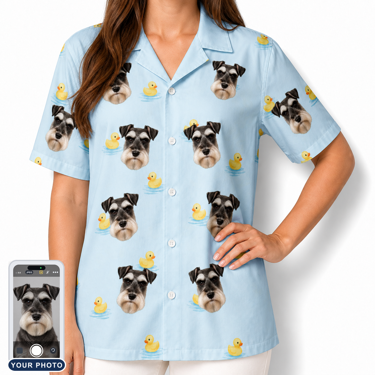 Women's Rubber Rover Custom Dog Face Hawaiian Shirt