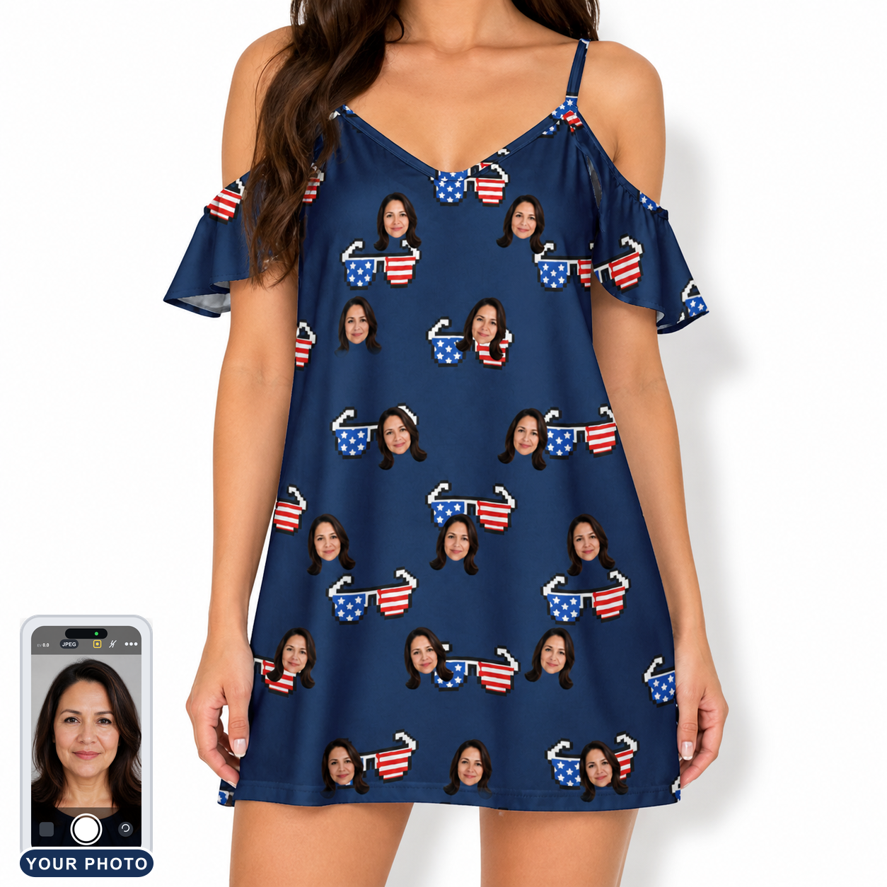 Women's Rebel Reflectors Custom Face Off-Shoulder Dress