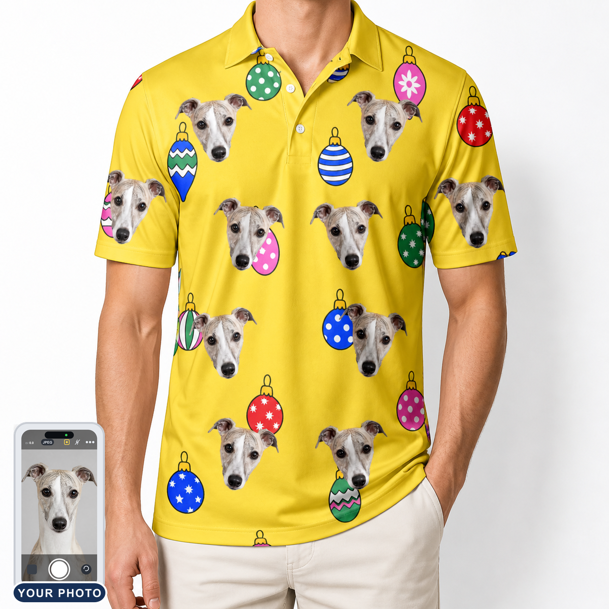 Men's Tree Trinkets Custom Dog Face Polo Shirt