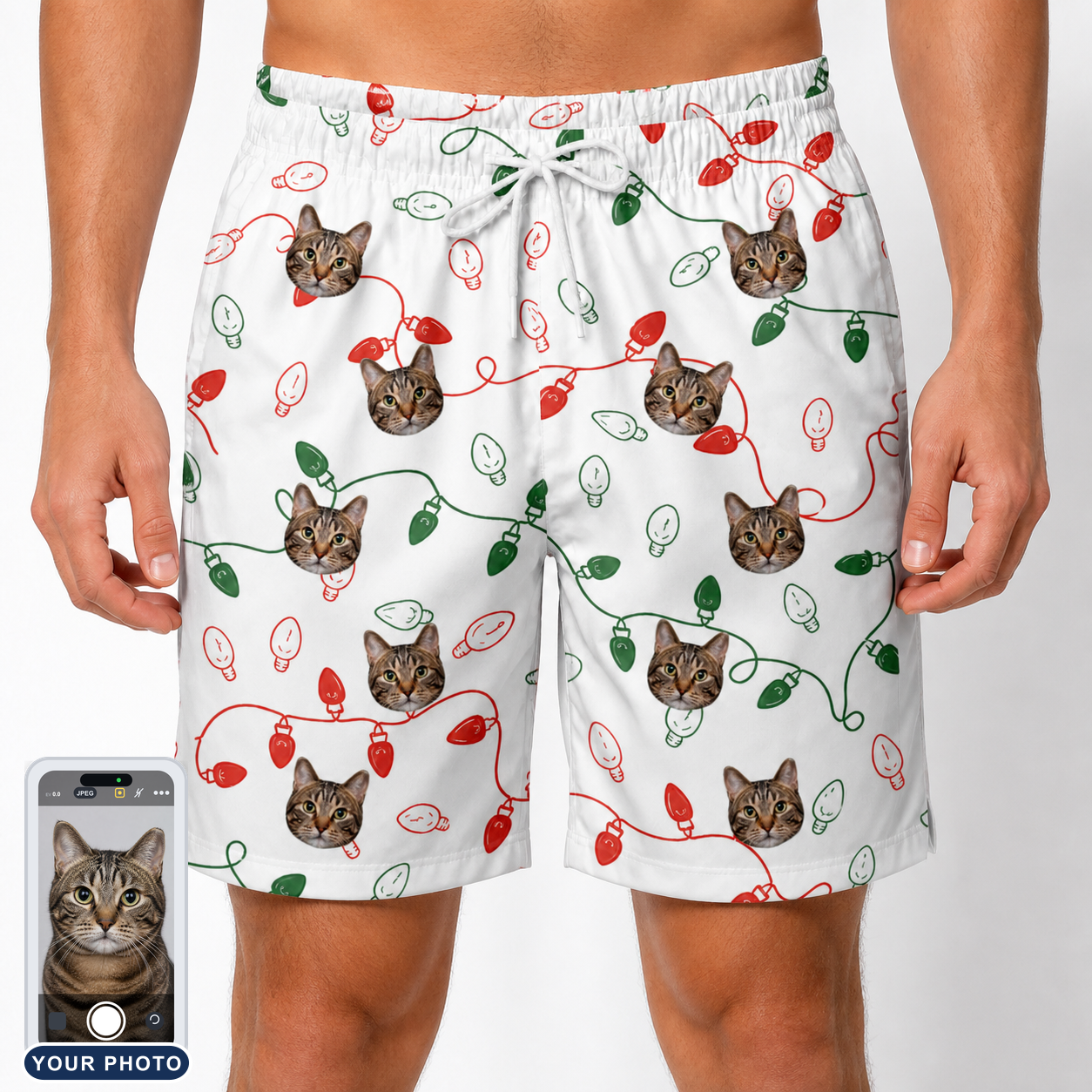 Men's Merry Circuits Custom Cat Face Beach Shorts