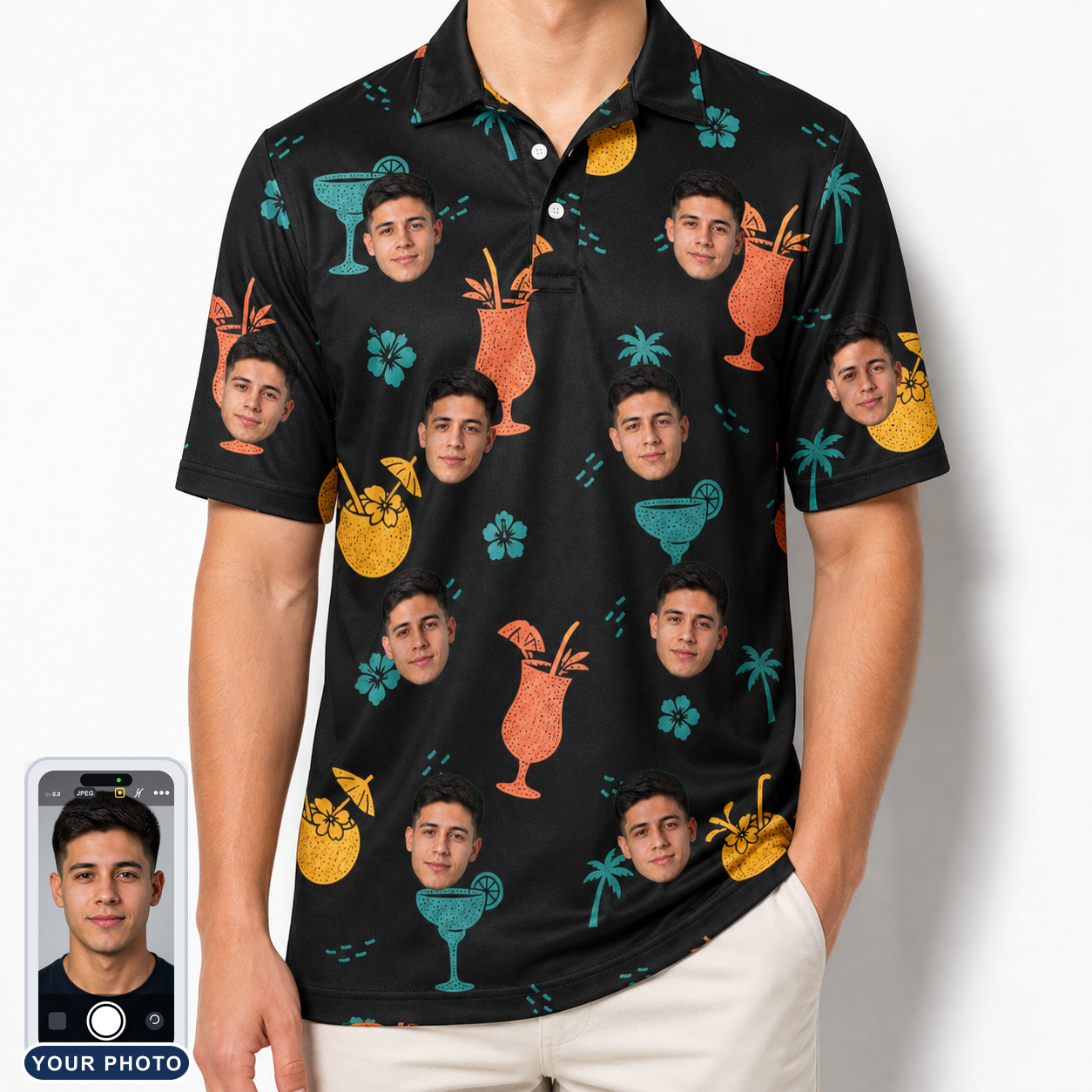 Men's Guava Gaiety Custom Face Polo Shirt