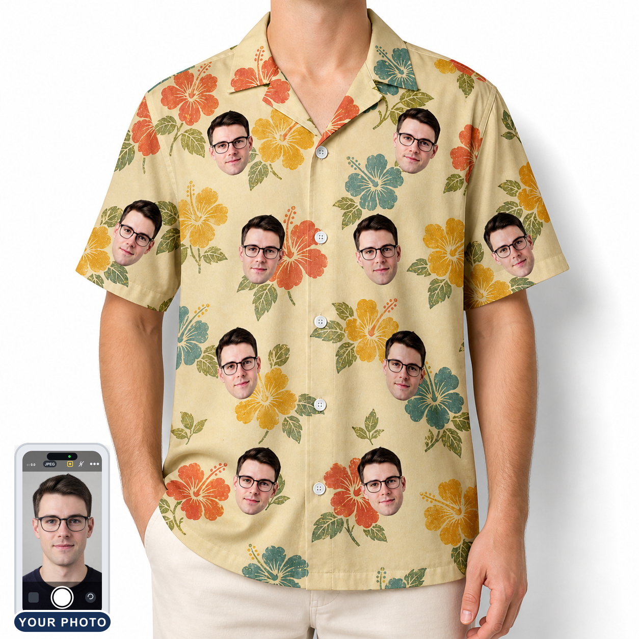 Men's Atomic Atoll Custom Face Hawaiian Shirt