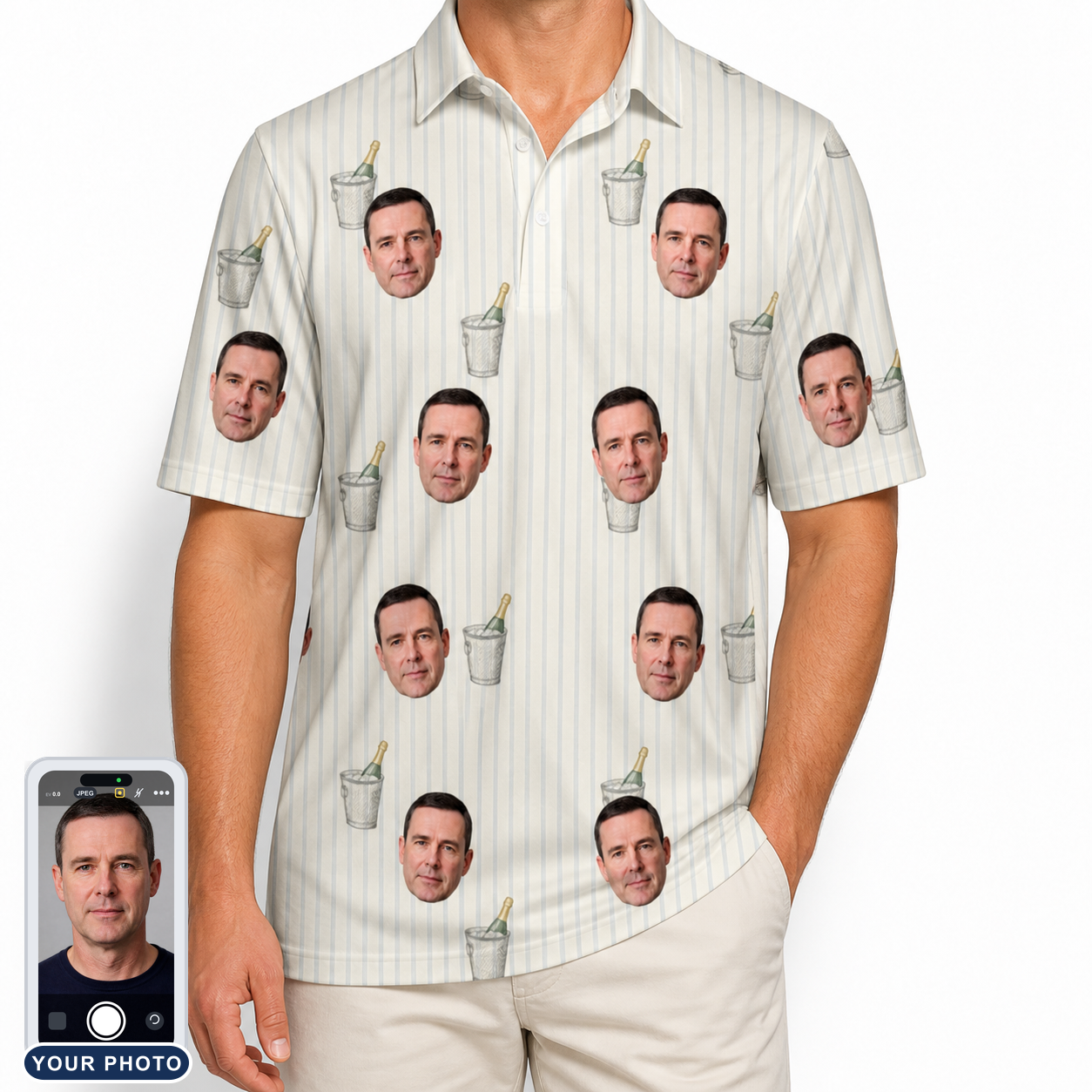 Men's Proposal Pails Custom Face Polo Shirt