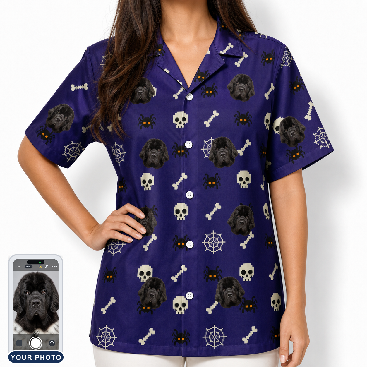 Women's Bone Appétit Custom Dog Face Hawaiian Shirt