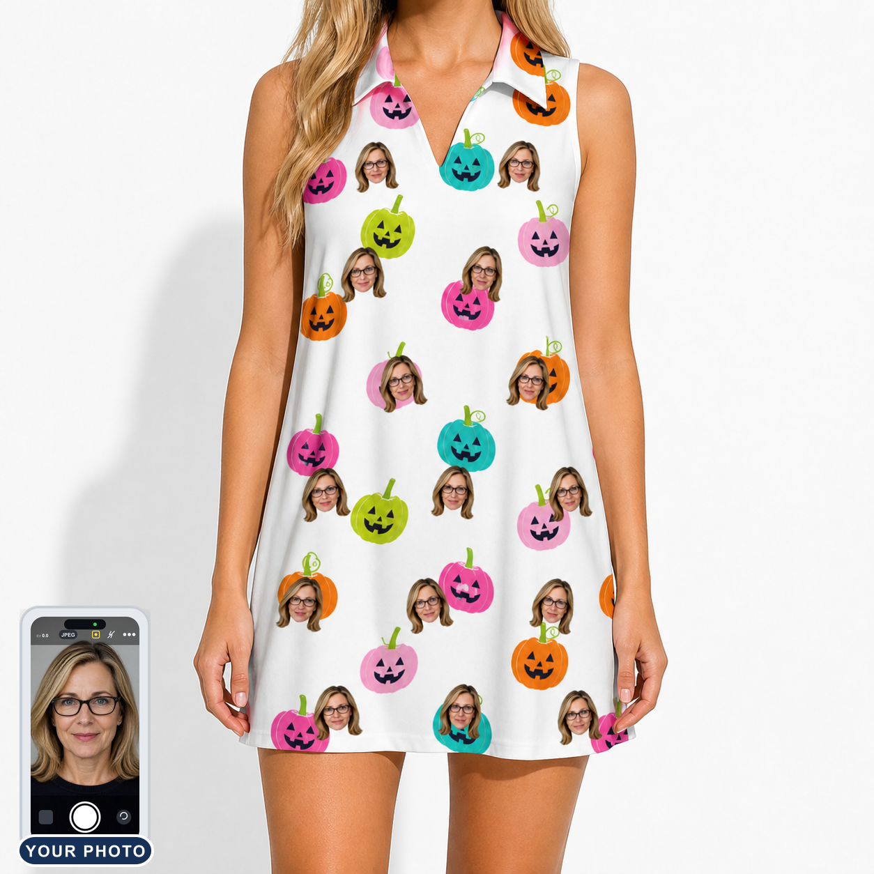 Women's Patch Prowlers Custom Face V-Neck Dress