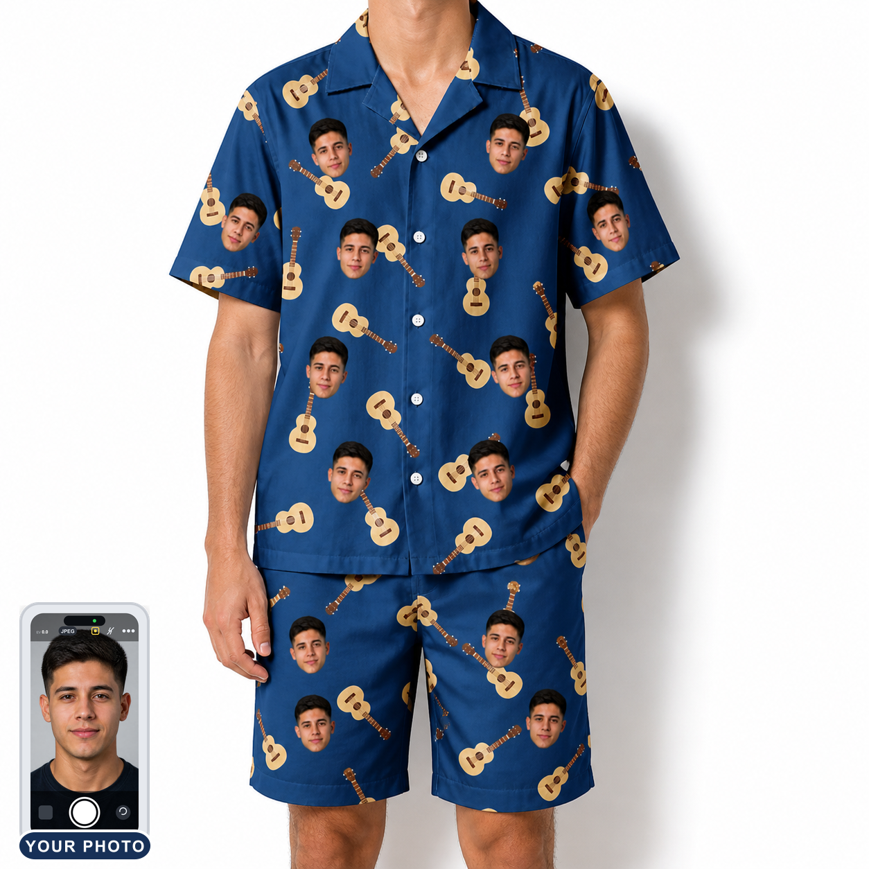 Men's Father Fretwork Custom Face Shirt & Shorts Set