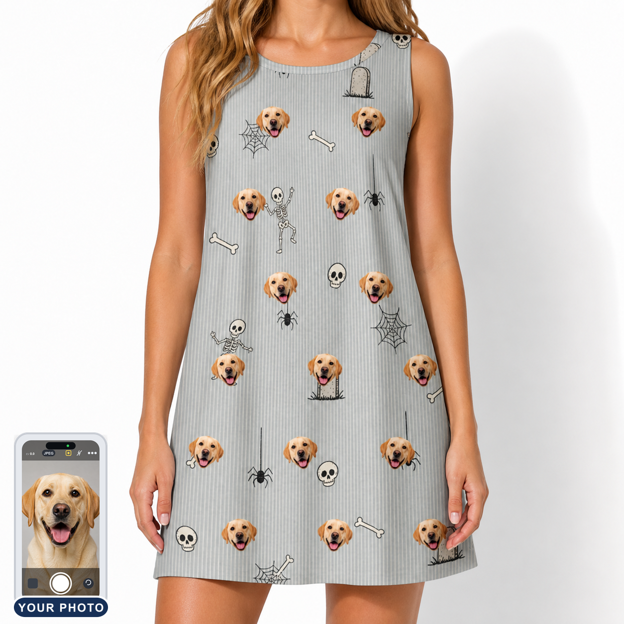 Women's Tombstone Tango Custom Dog Face Tank Dress