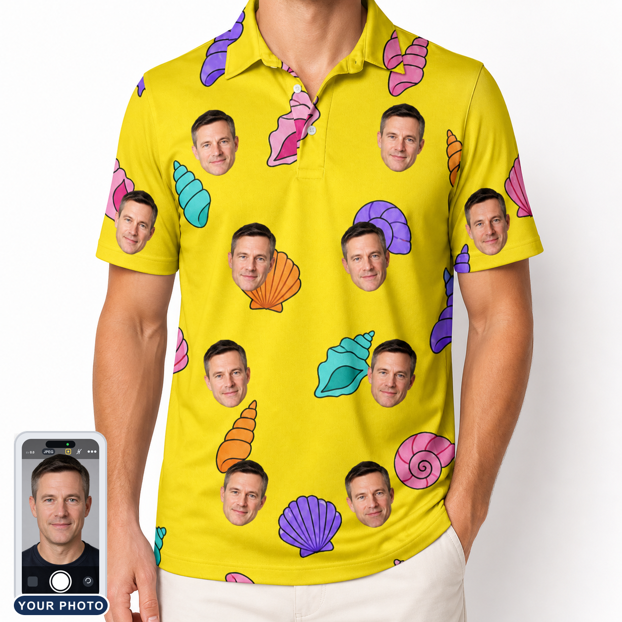Men's Nacre Nonsense Custom Face Polo Shirt