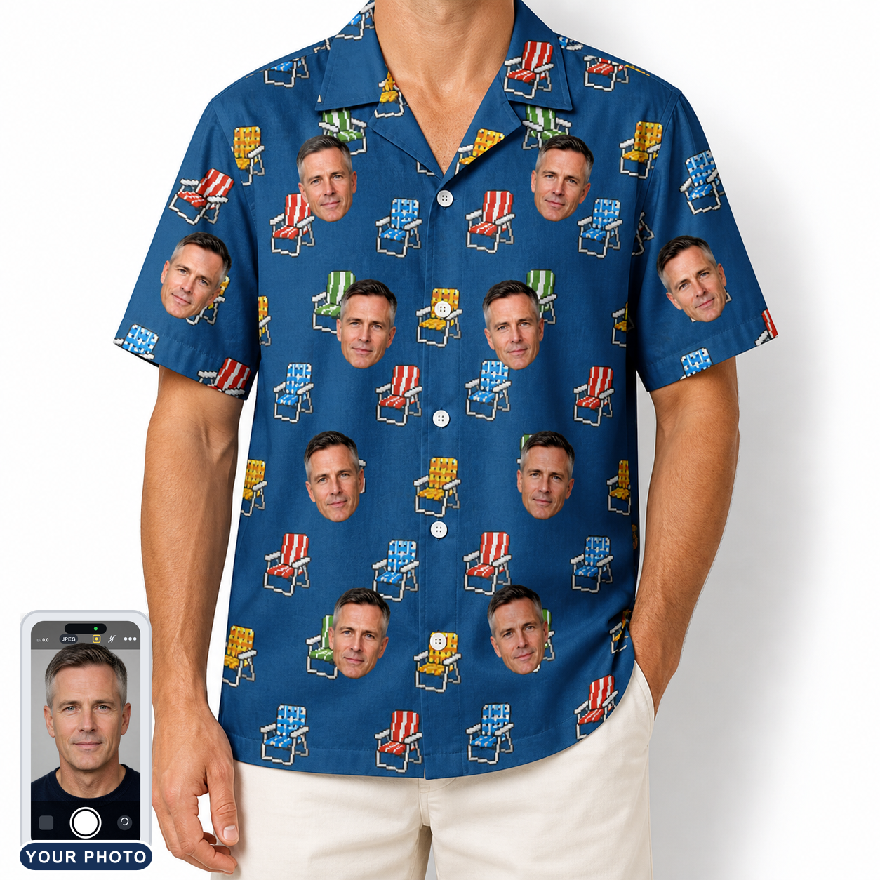 Men's Patio Perch Custom Face Hawaiian Shirt