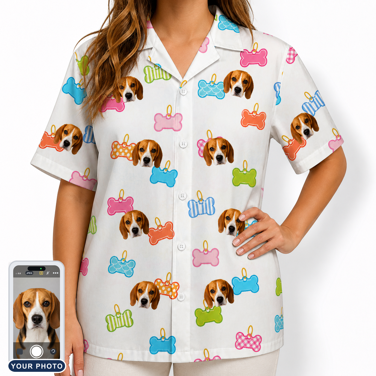 Women's Tag Wag Custom Dog Face Hawaiian Shirt