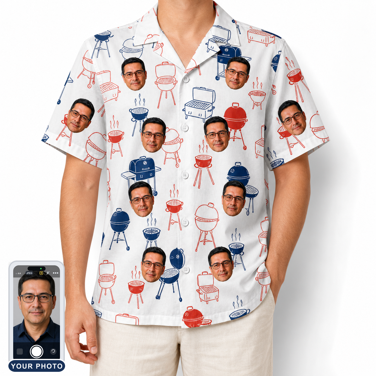 Men's Grate Expectations Custom Face Hawaiian Shirt