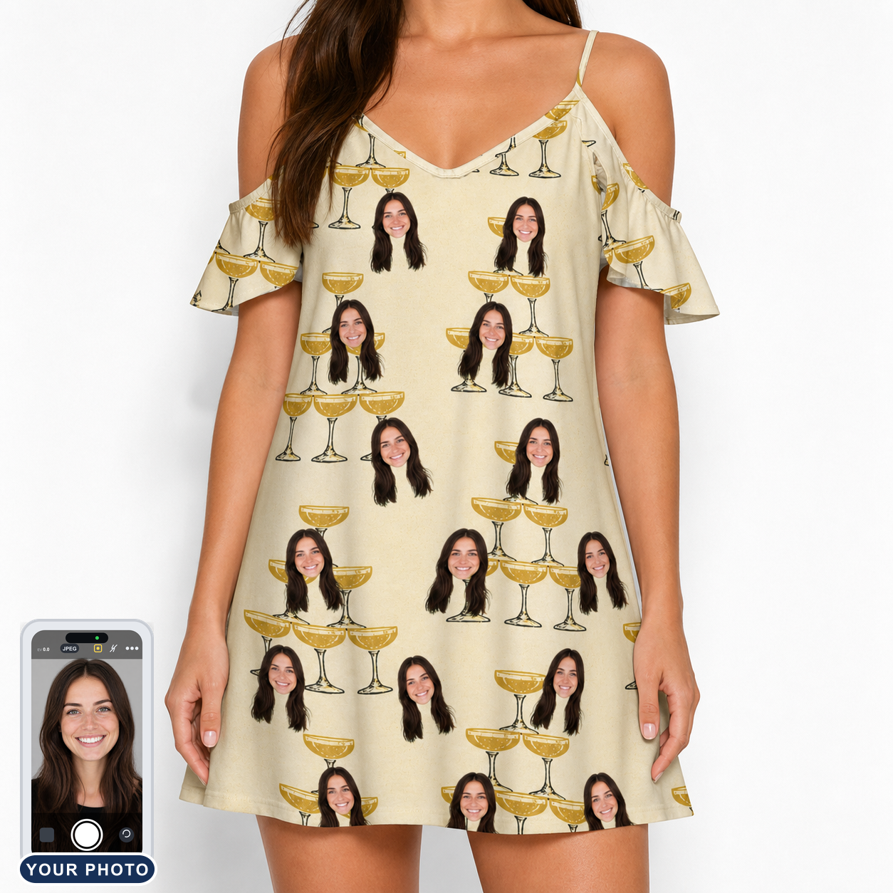 Women's Briny Betrothal Custom Face Off-Shoulder Dress