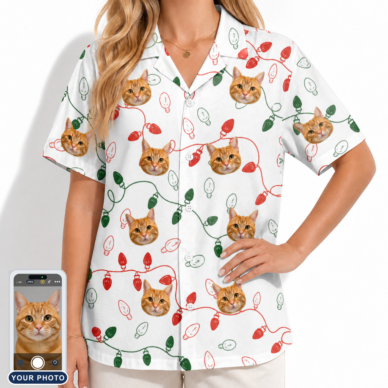 Women's Merry Circuits Custom Cat Face Hawaiian Shirt