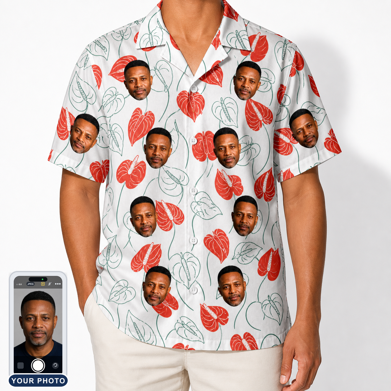Men's Heartleaf Heat Custom Face Hawaiian Shirt