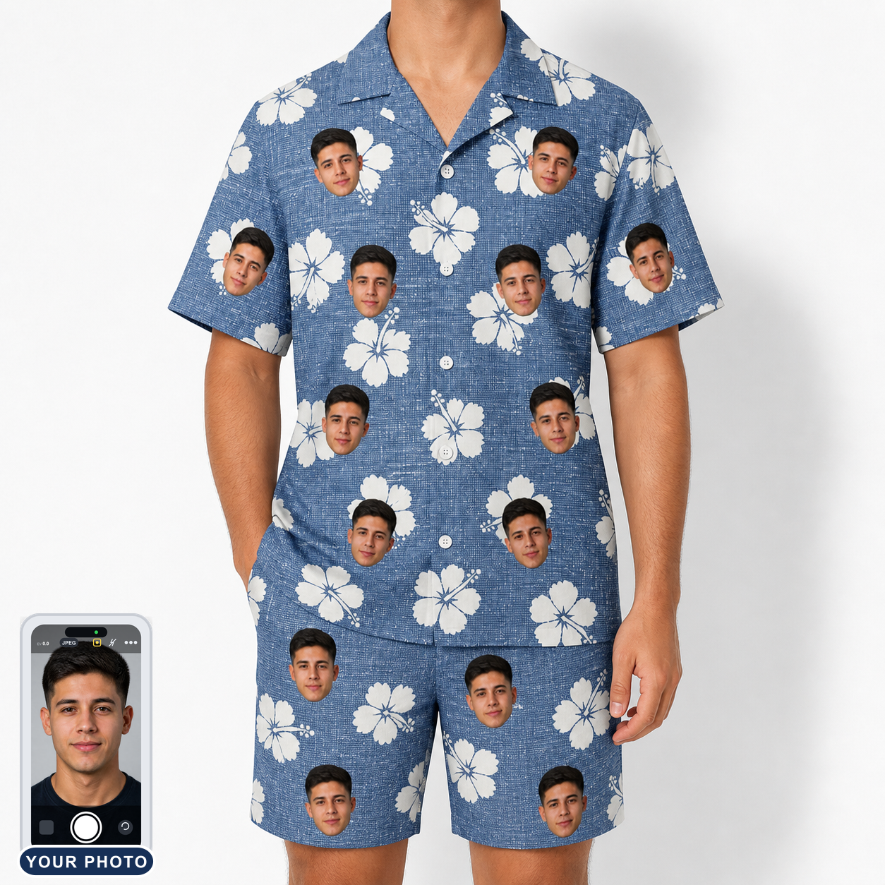 Men's Riviera Reverie Custom Face Shirt & Shorts Set