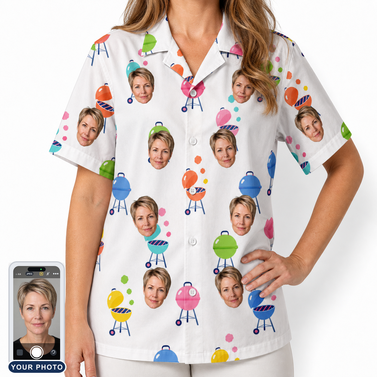 Women's Cousin Cookout Custom Face Hawaiian Shirt