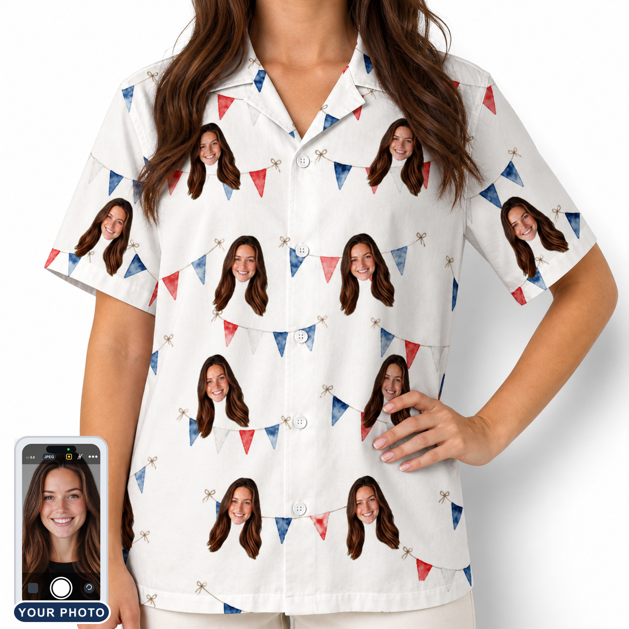 Women's Ruby Ruffles Custom Face Hawaiian Shirt