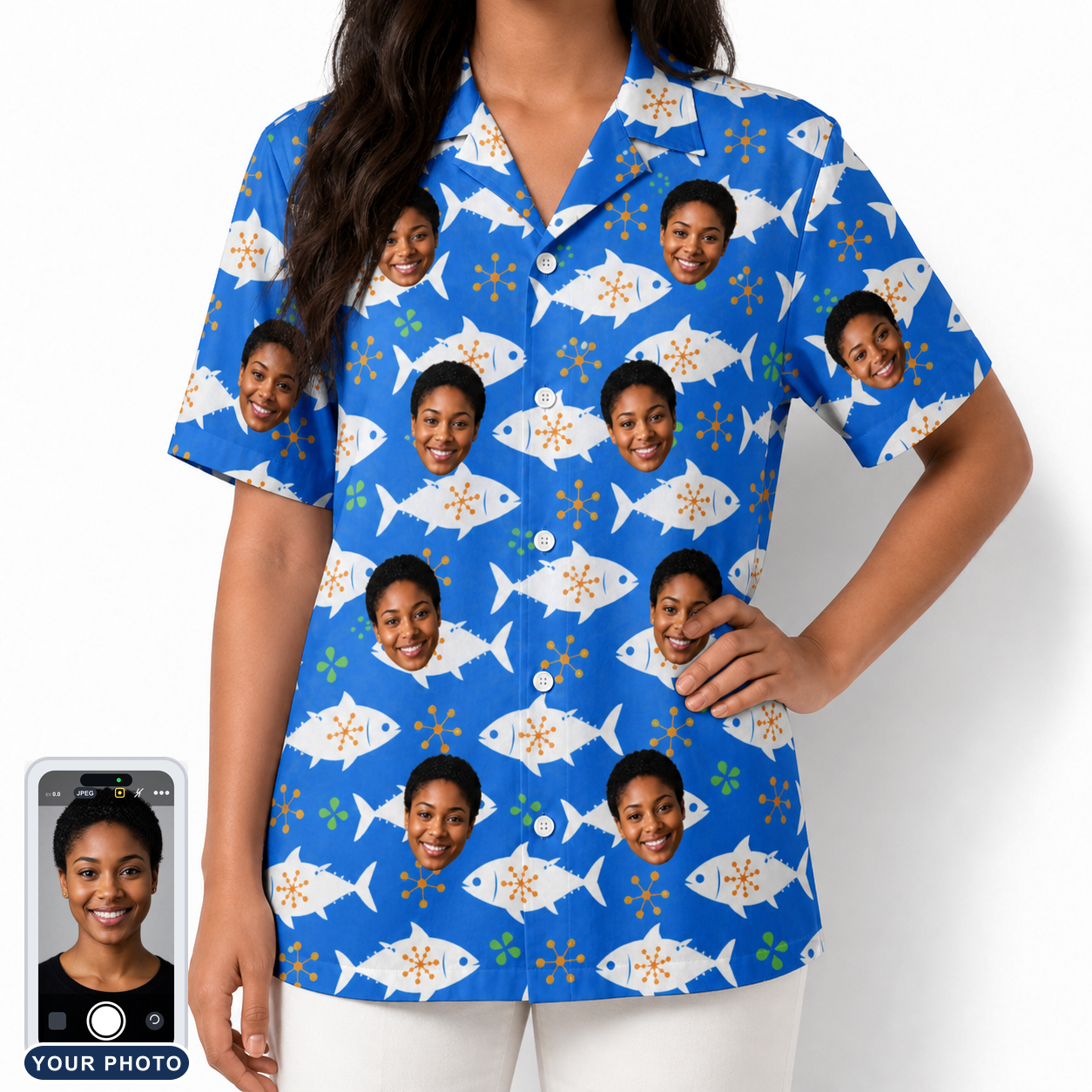 Women's Tuna Trawl Custom Face Hawaiian Shirt