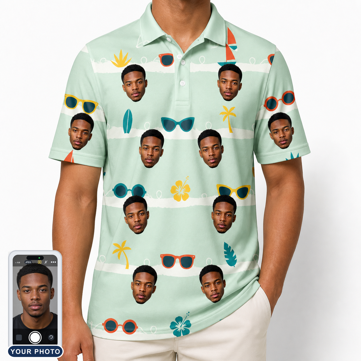 Men's Lens Liaisons Custom Face Polo Shirt