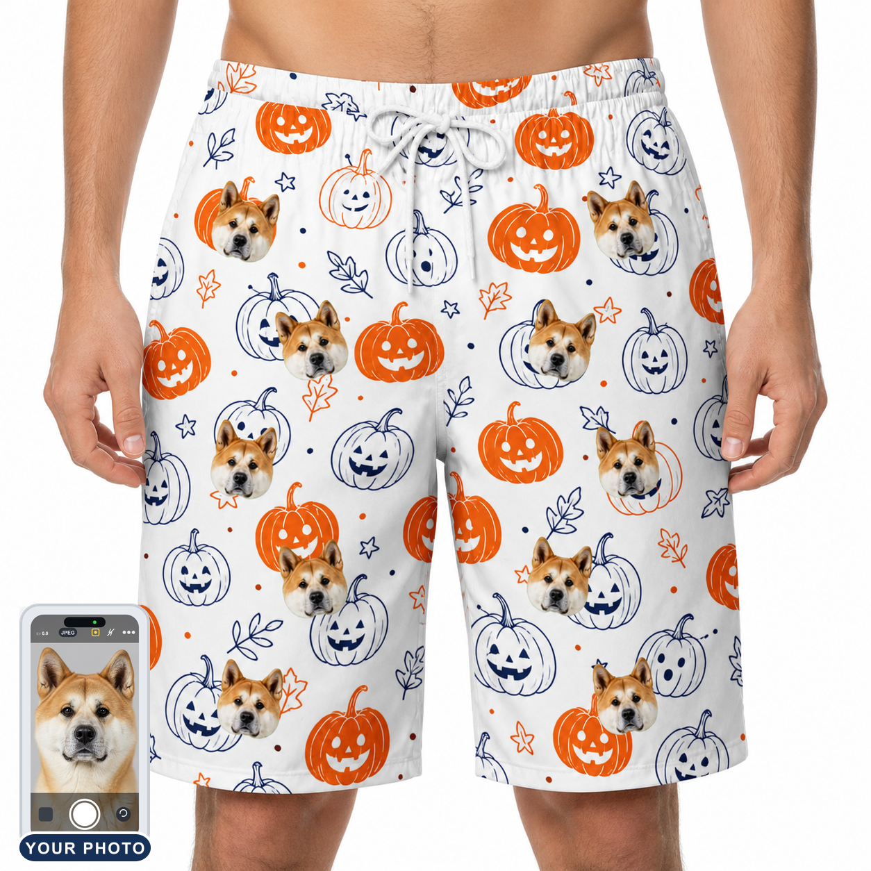 Men's Jack O'Jitters Custom Dog Face Beach Shorts