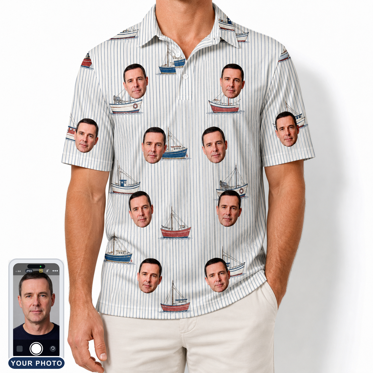 Men's Sardine Skippers Custom Face Polo Shirt