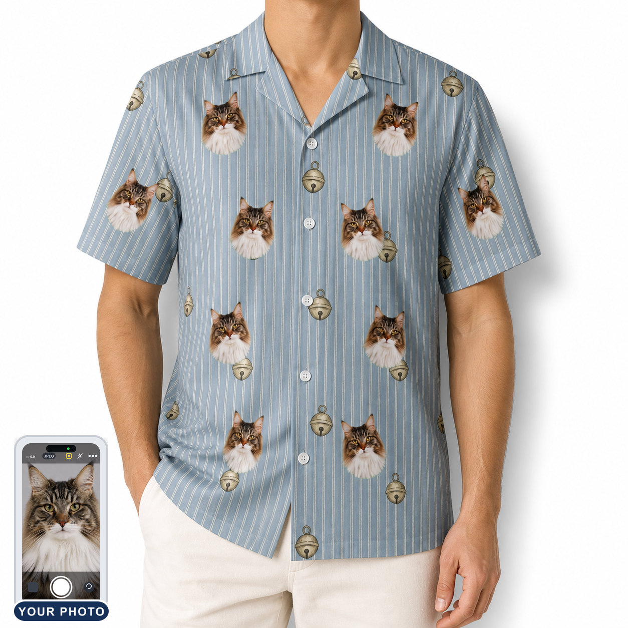 Men's Purrcussion Pings Custom Cat Face Hawaiian Shirt
