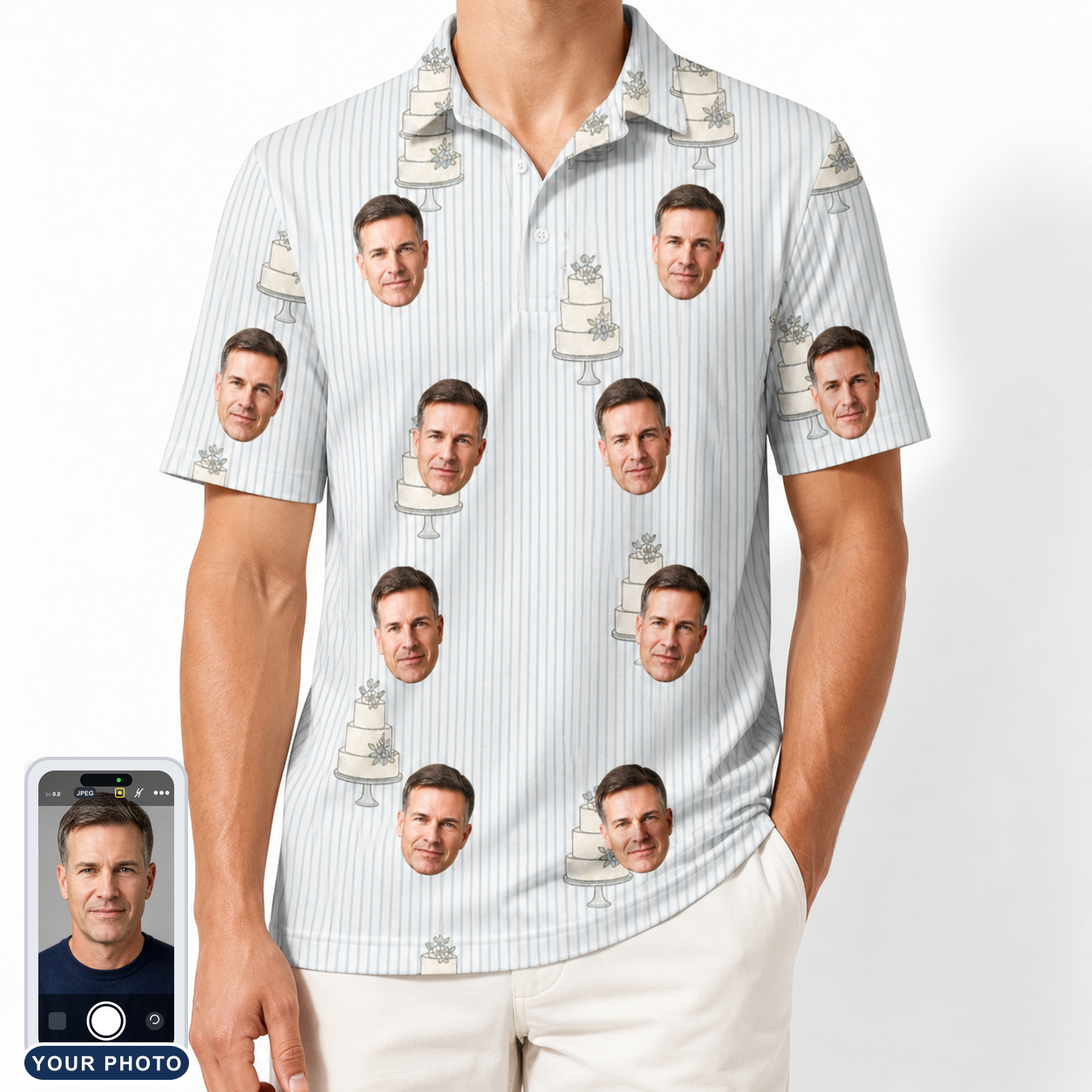 Men's Mermaid Meringue Custom Face Polo Shirt