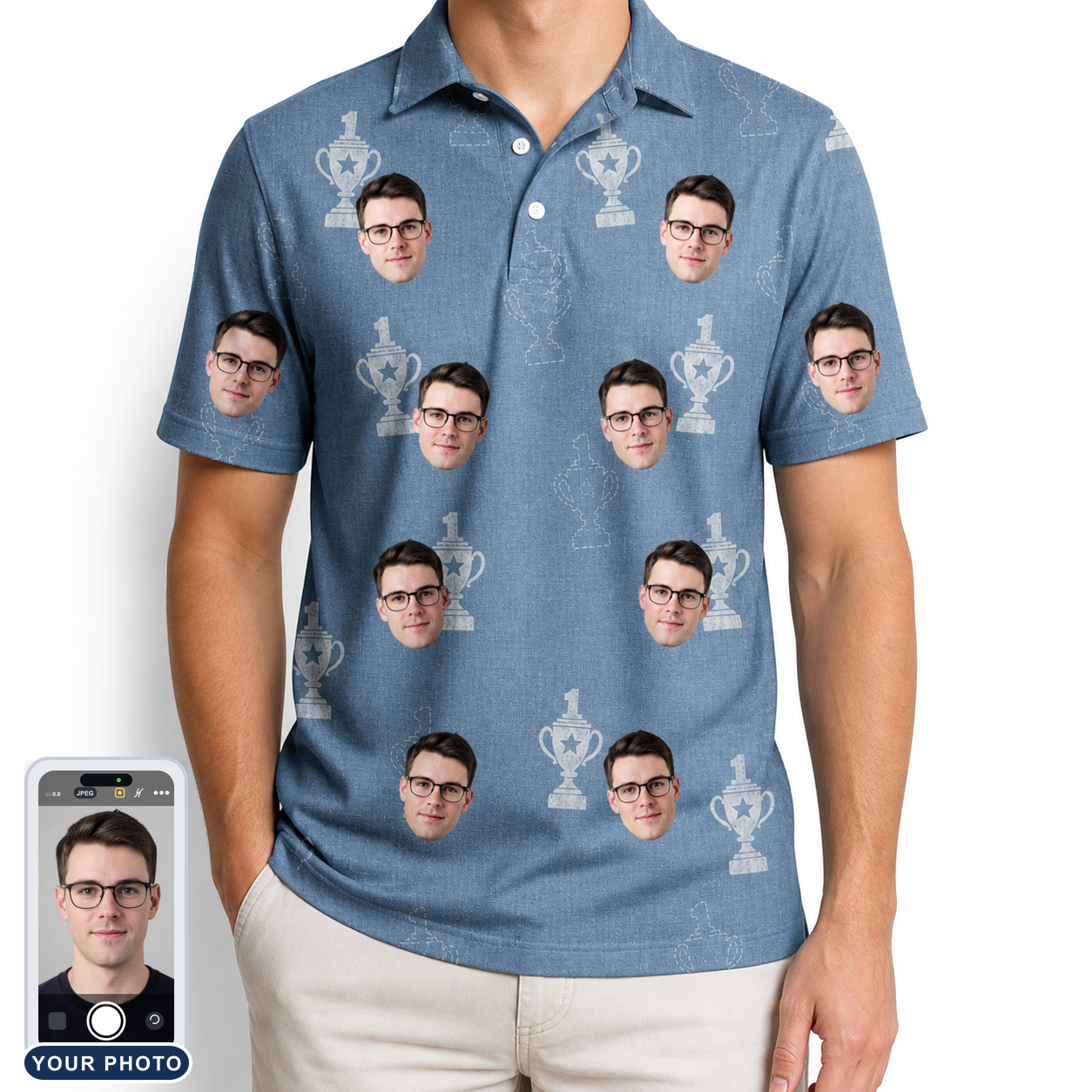 Men's Trophy Toppers Custom Face Polo Shirt