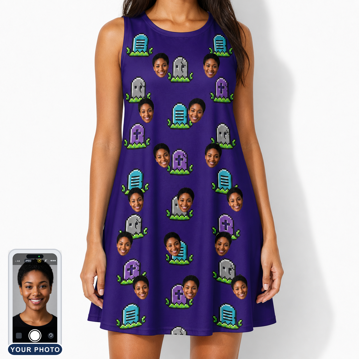 Women's Mirth Markers Custom Face Tank Dress