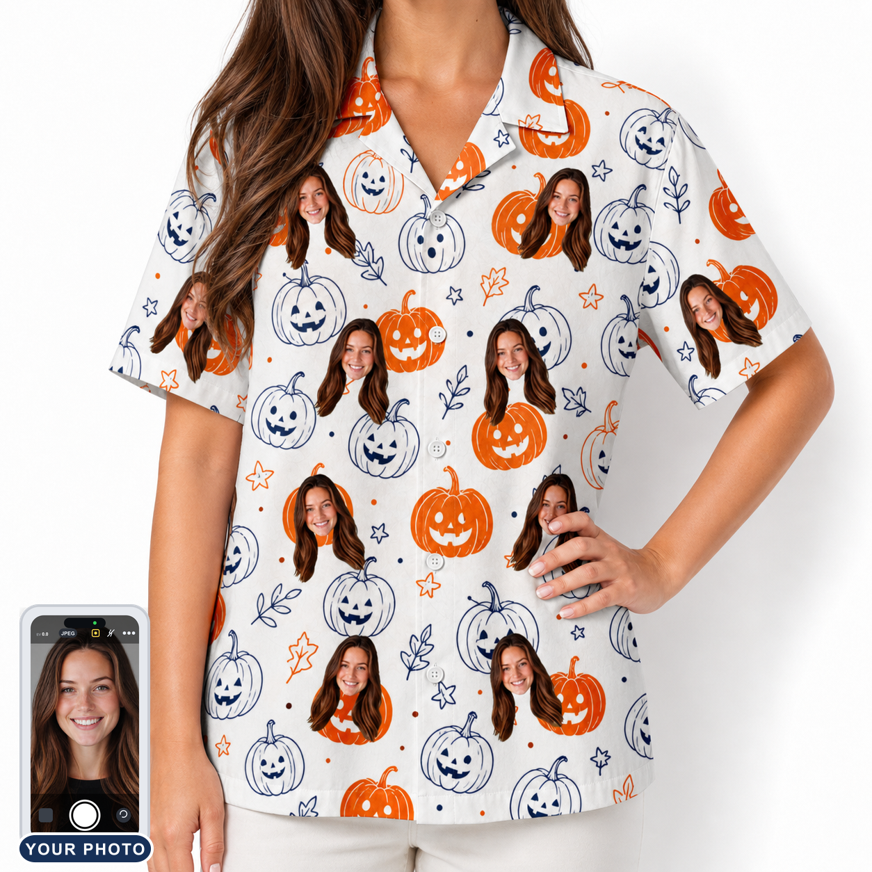 Women's Jack O'Jitters Custom Face Hawaiian Shirt