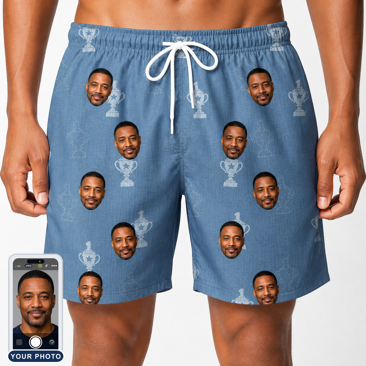Men's Trophy Toppers Custom Face Beach Shorts