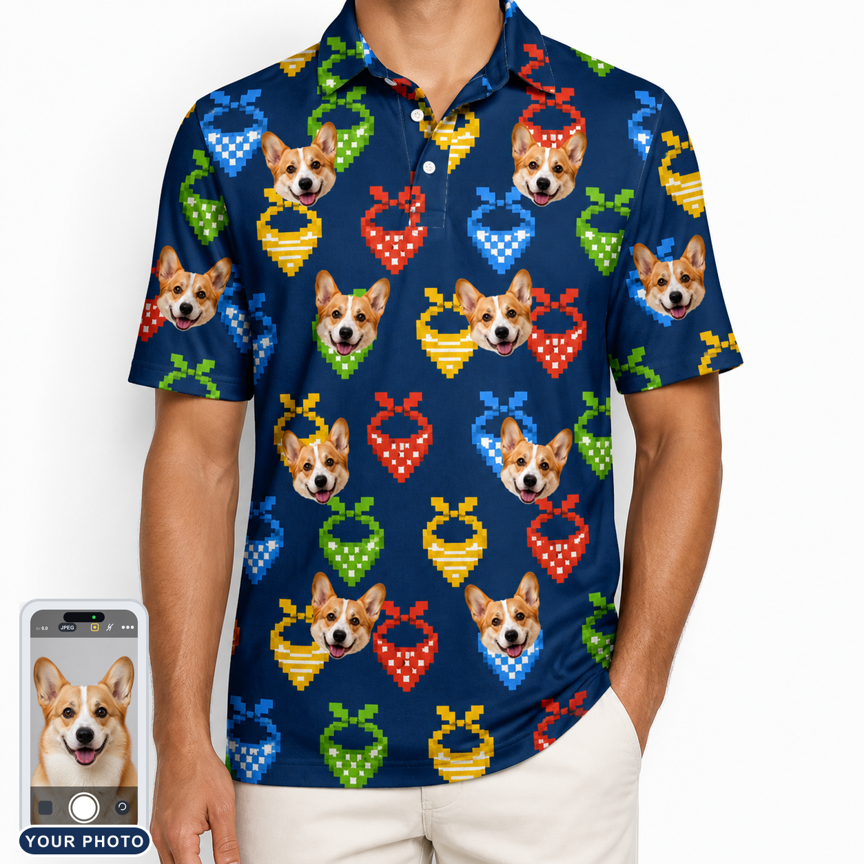 Men's Pawsome Paisley Custom Dog Face Polo Shirt