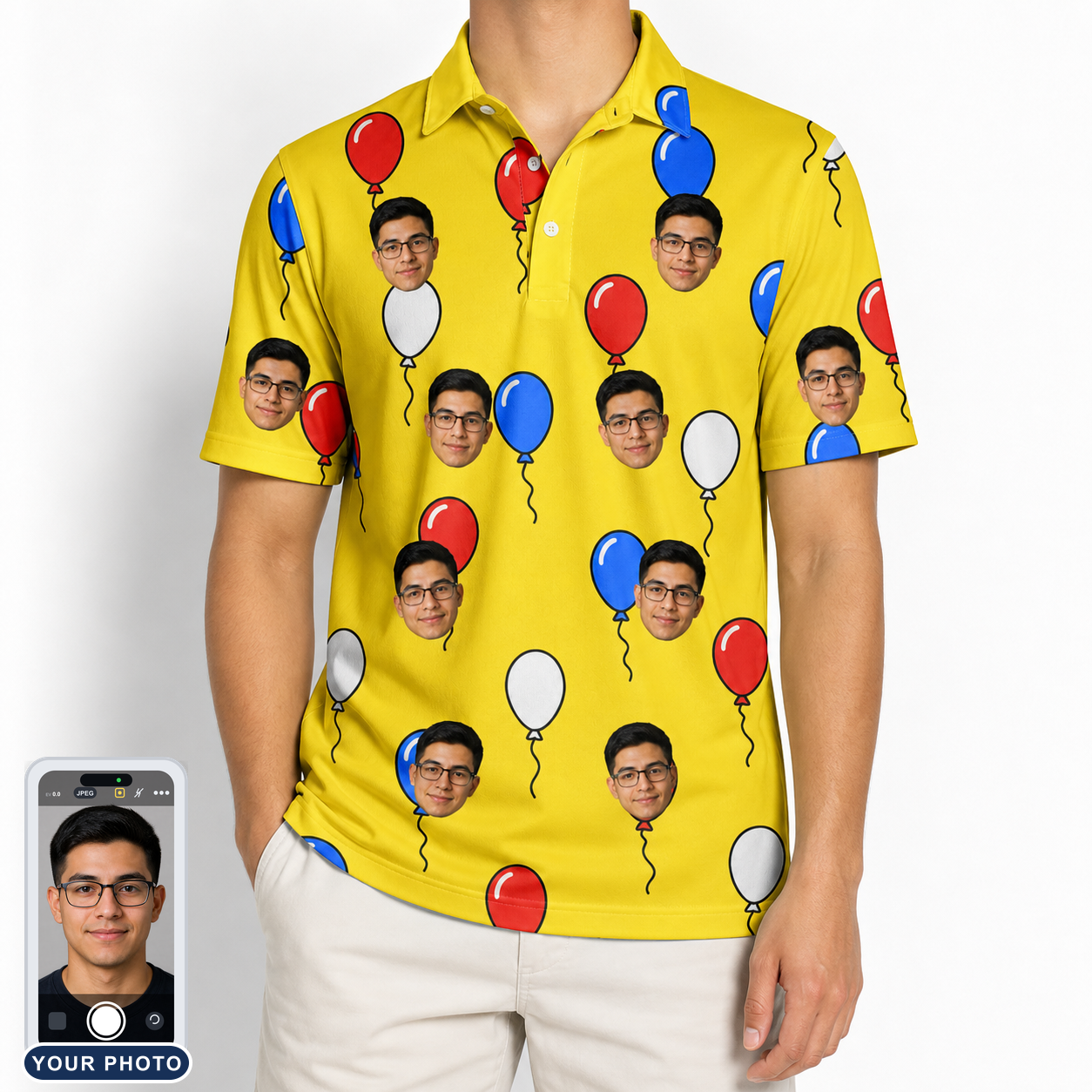 Men's Crimson Cloudburst Custom Face Polo Shirt