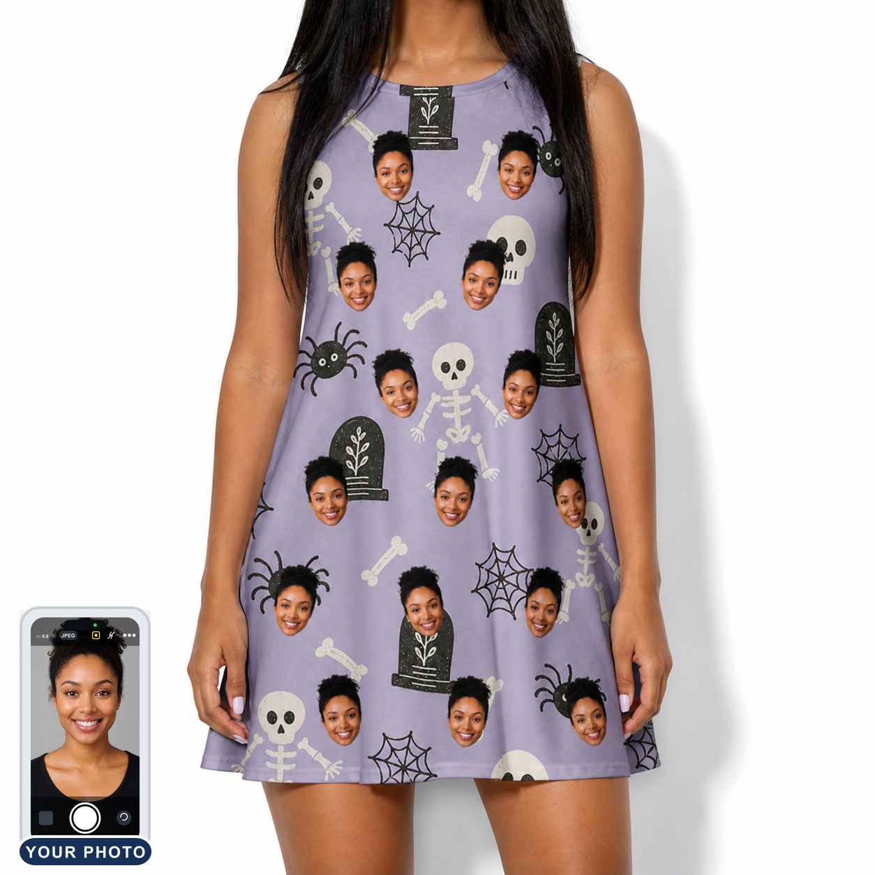 Women's Grinning Gravestones Custom Face Tank Dress
