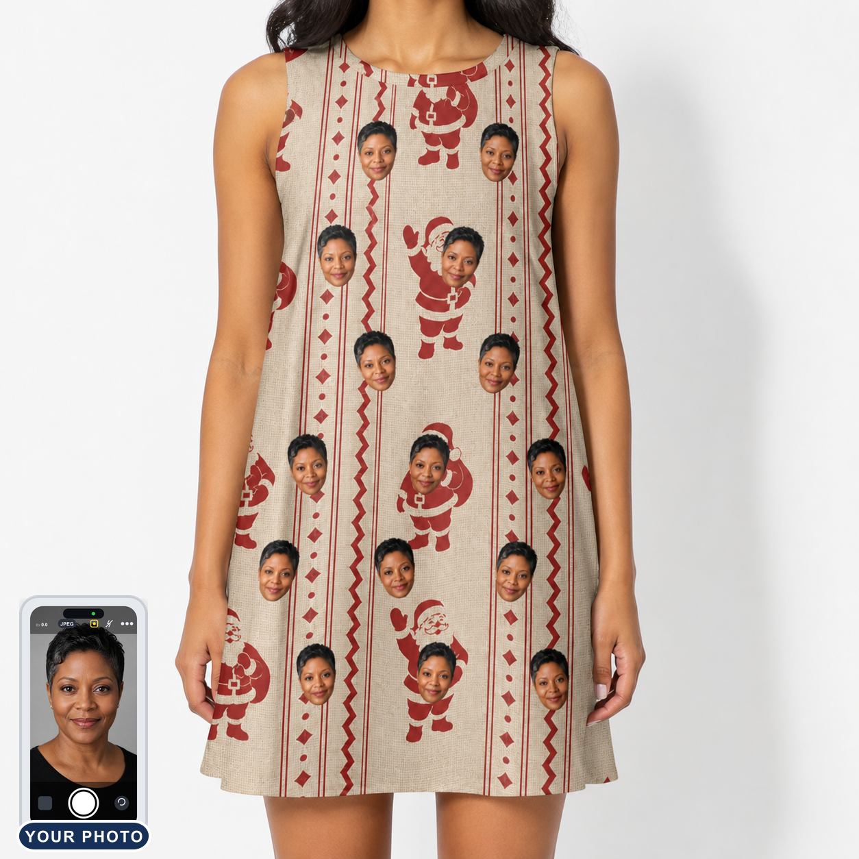 Women's Jolly Jingle Custom Face Tank Dress