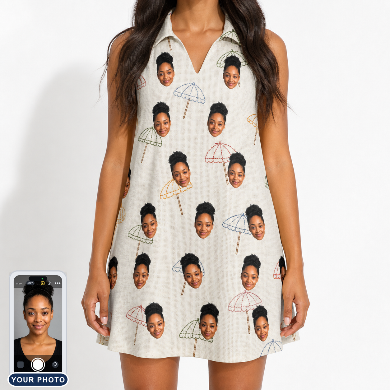 Women's Parasol Pals Custom Face V-Neck Dress