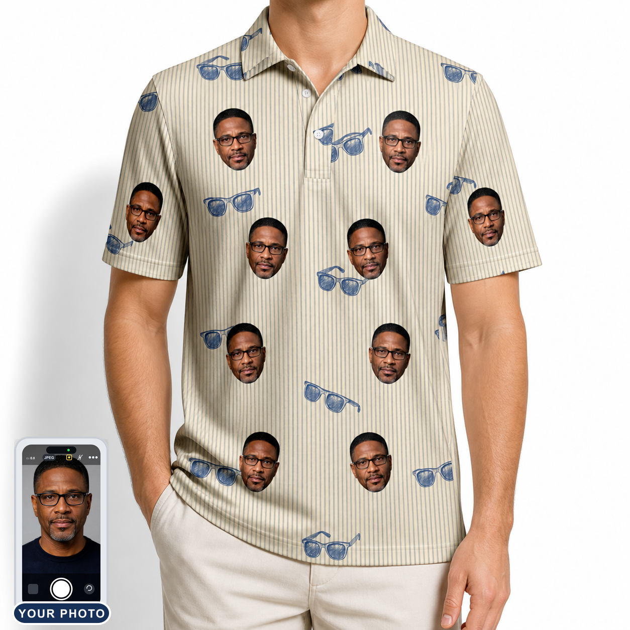 Men's Solar Sire Custom Face Polo Shirt