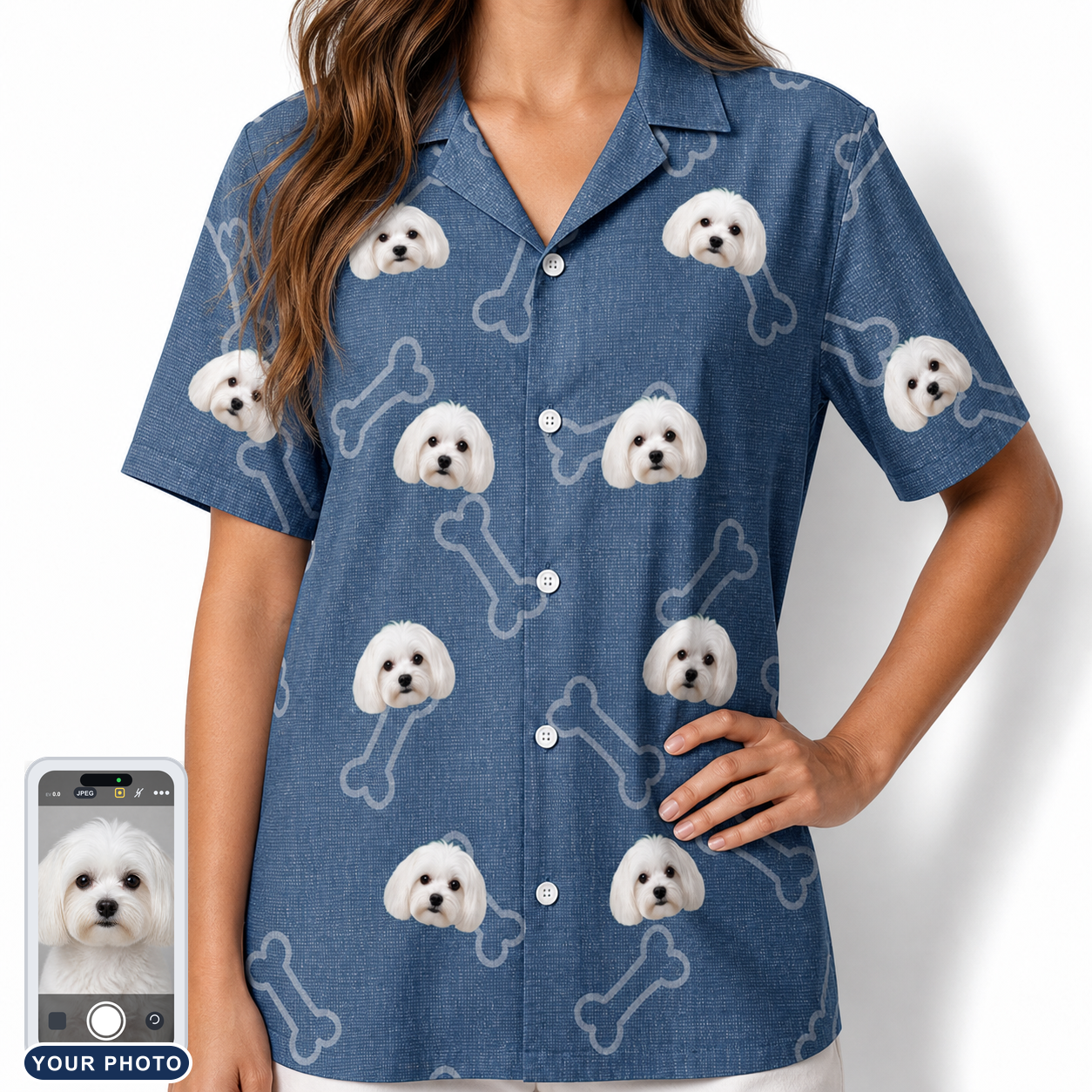 Women's Canine Crunch Custom Dog Face Hawaiian Shirt