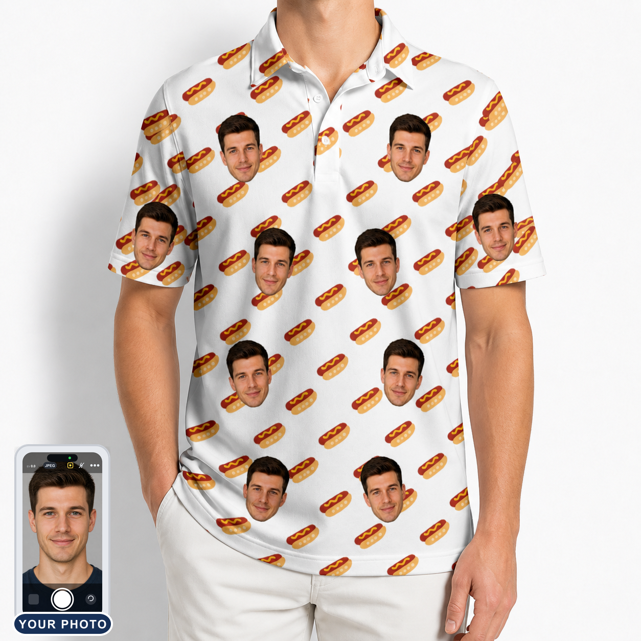 Men's Frank Feast Custom Face Polo Shirt