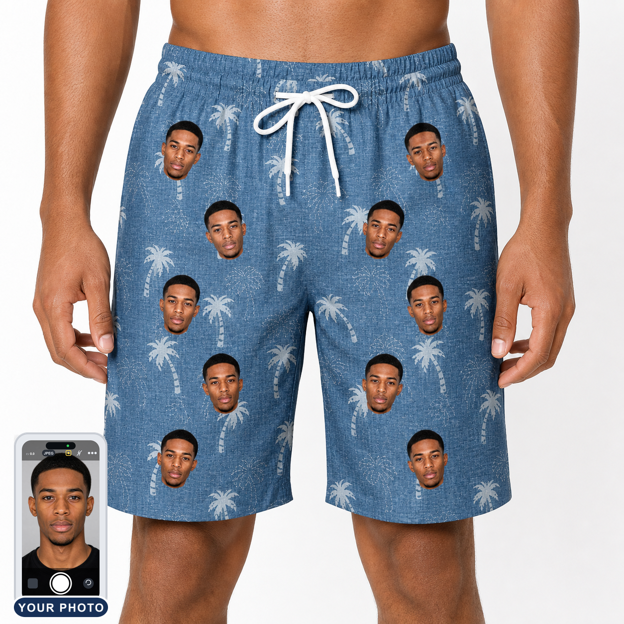 Men's Flower Power Custom Face Beach Shorts